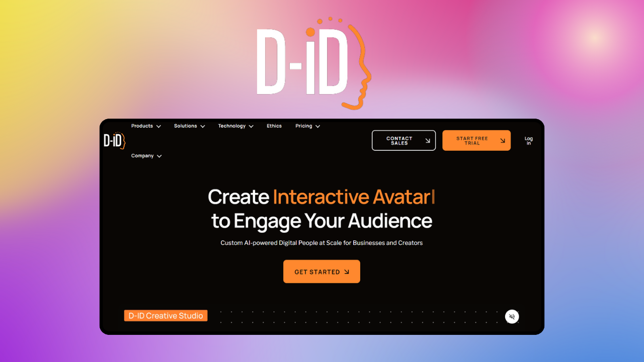 D-ID Creative Reality – giao diện công cụ