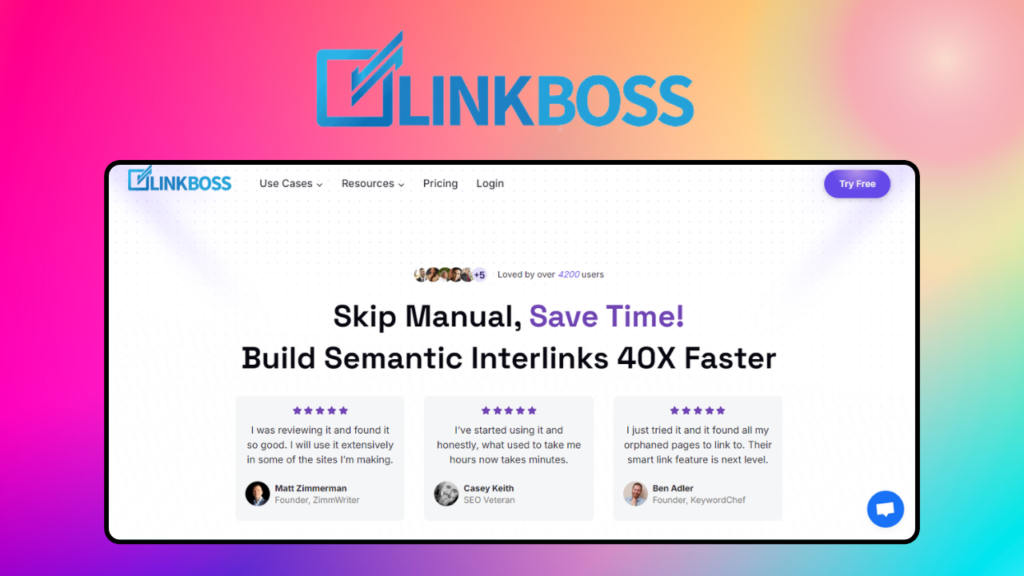 LinkBoss.io – giao diện công cụ