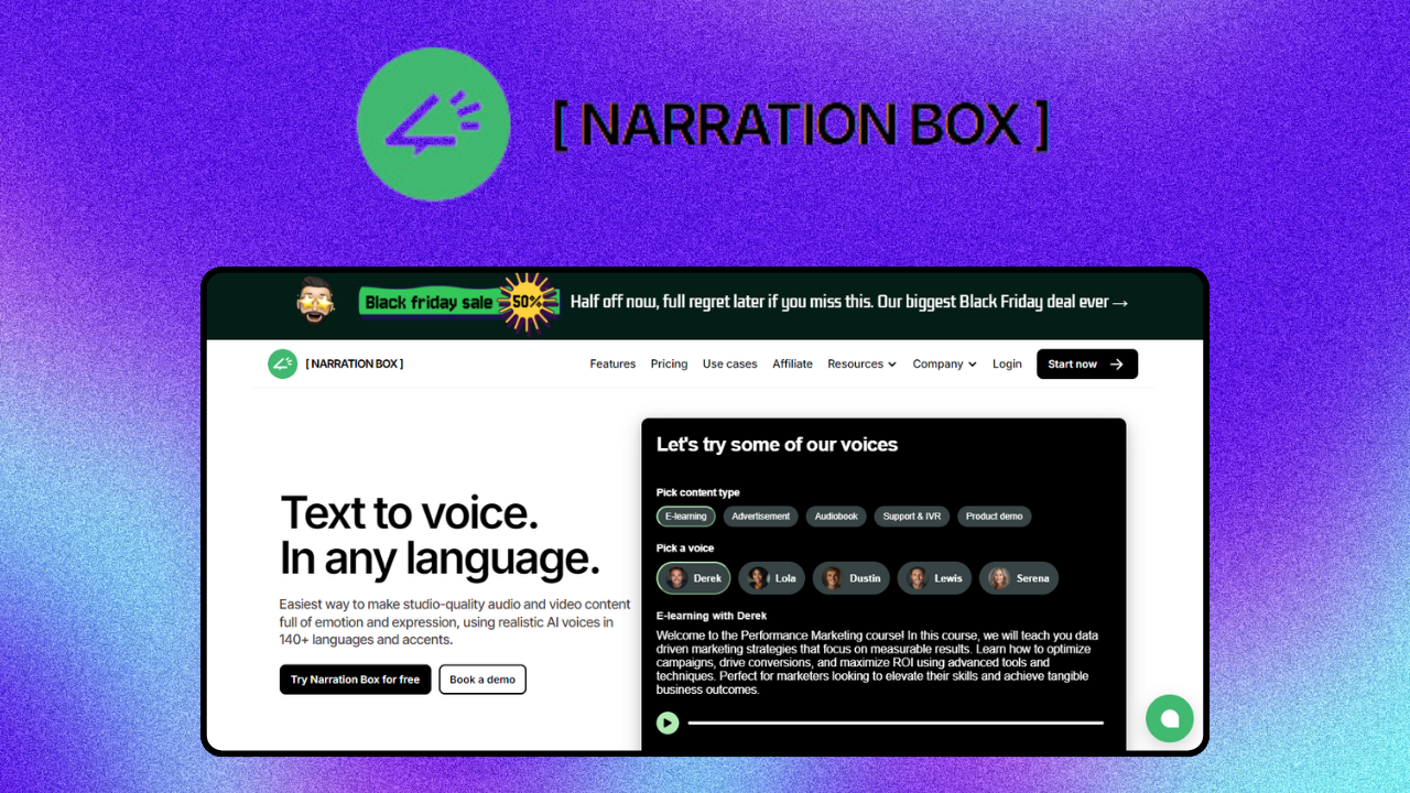 Narration Box – giao diện công cụ