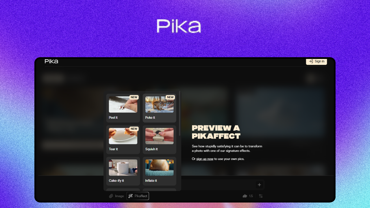 Pika – giao diện công cụ