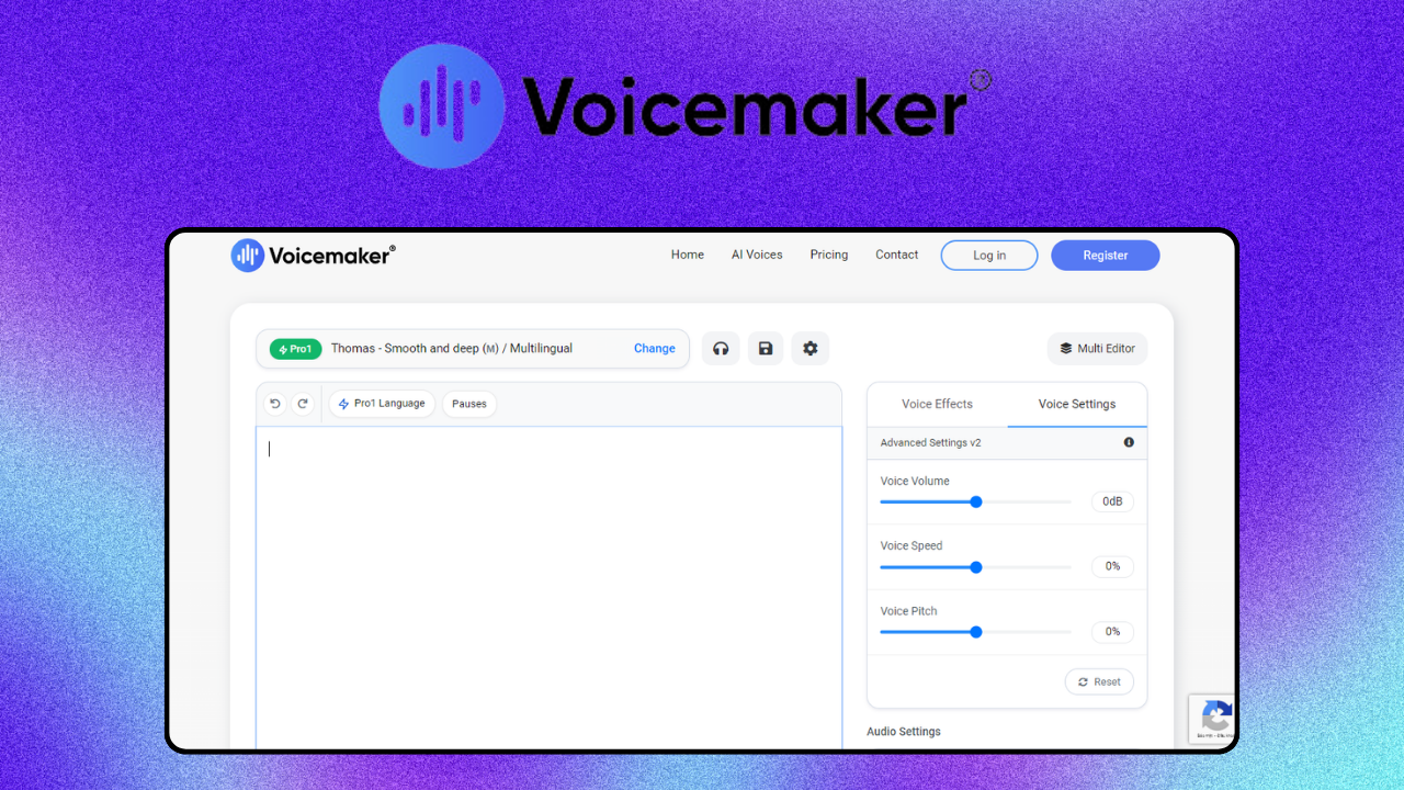 Voicemaker – giao diện công cụ