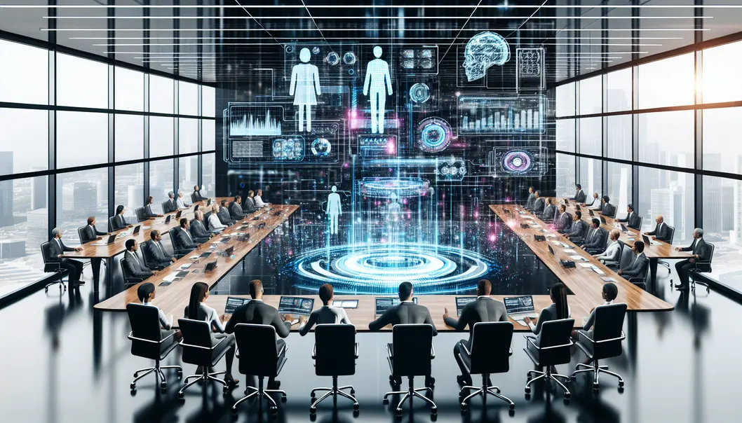AI agents automating and optimizing business operations in a digital workspace.