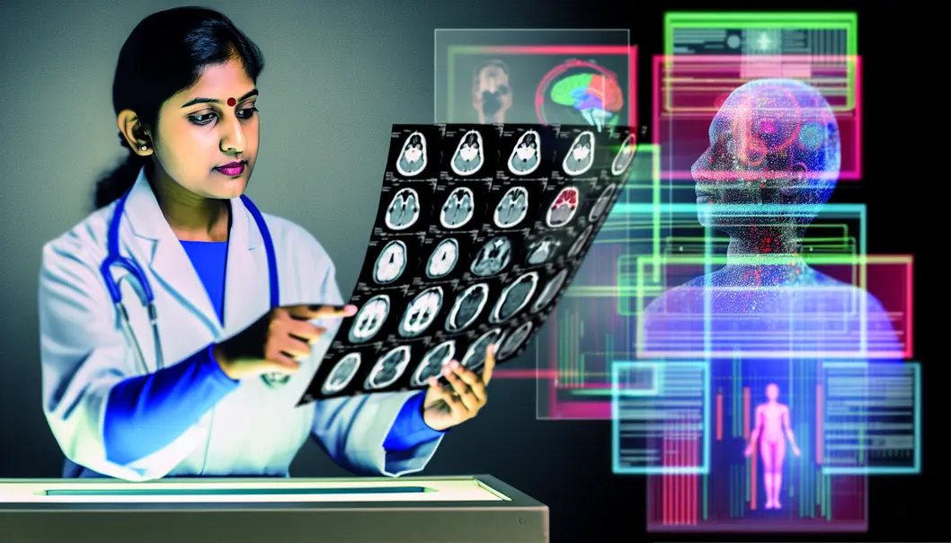 AI agents assisting doctors in diagnostics with advanced data analysis.