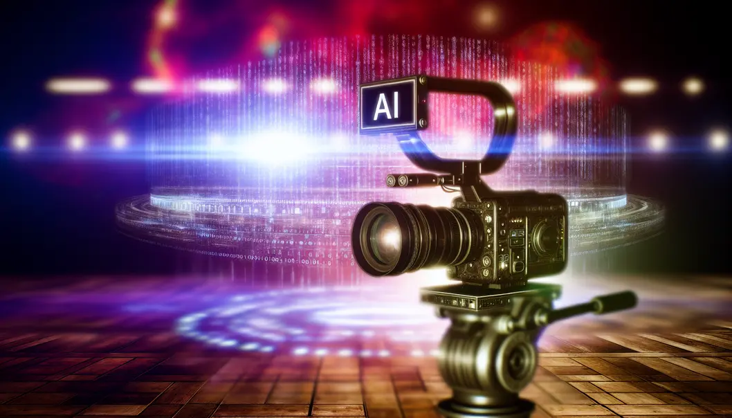 Illustrating the innovative technological features of Veo 3 in a modern filmmaking studio.