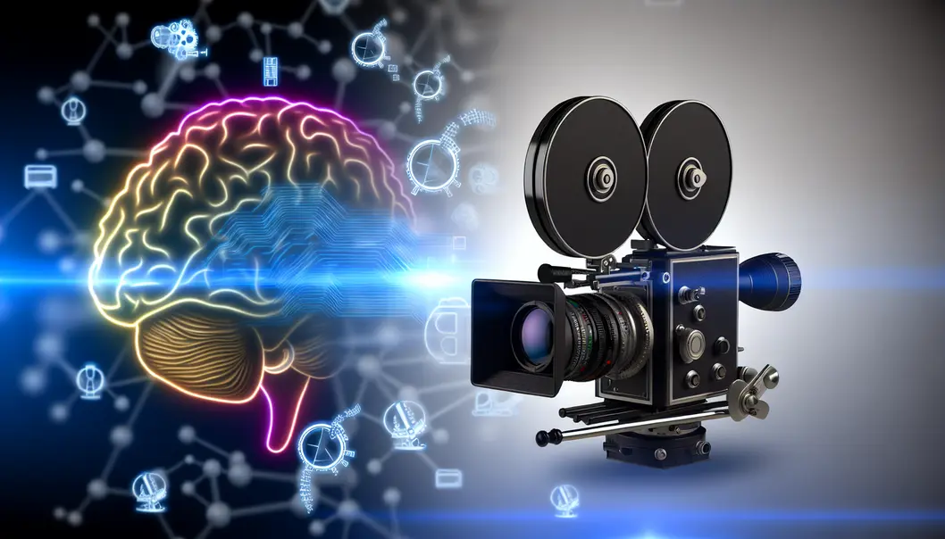 Illustrating the innovative technological features of Veo 3 in a modern filmmaking studio.