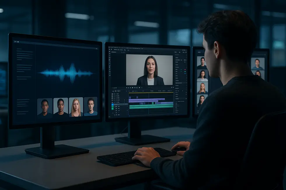 Digital workspace illustrating 2025 AI video creation innovations.