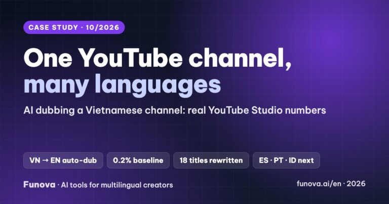 One YouTube channel, many languages: AI dubbing case study with real YouTube Studio numbers